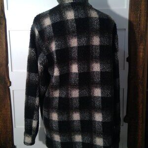 Maui Trading Company Men's Black and White Checkered Zip-Up Jacket (Size M)